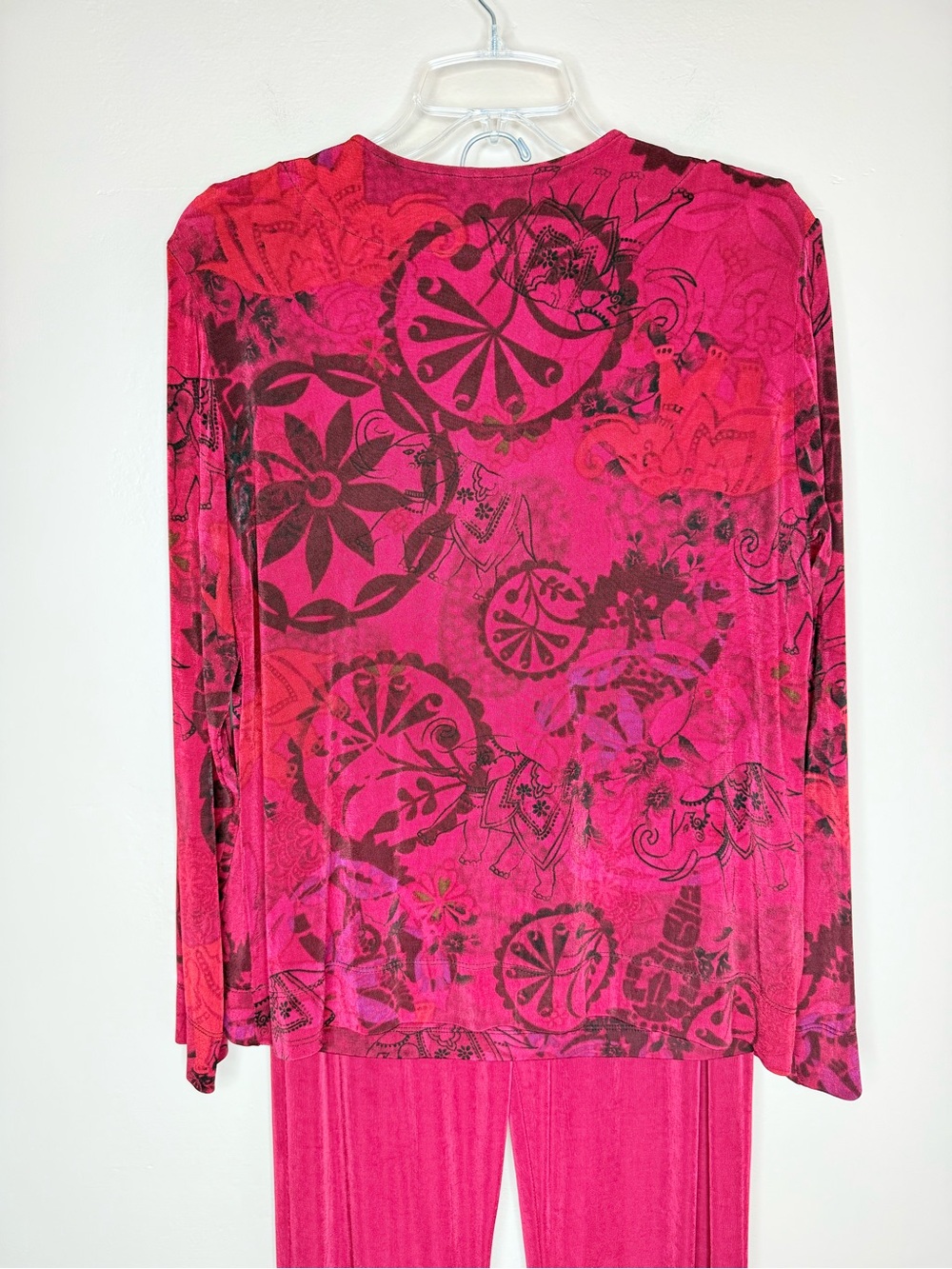 Chico's Travelers Raspberry Printed Three-Piece Set Jacket/Shell/Pants Medium - Picture 4 of 16